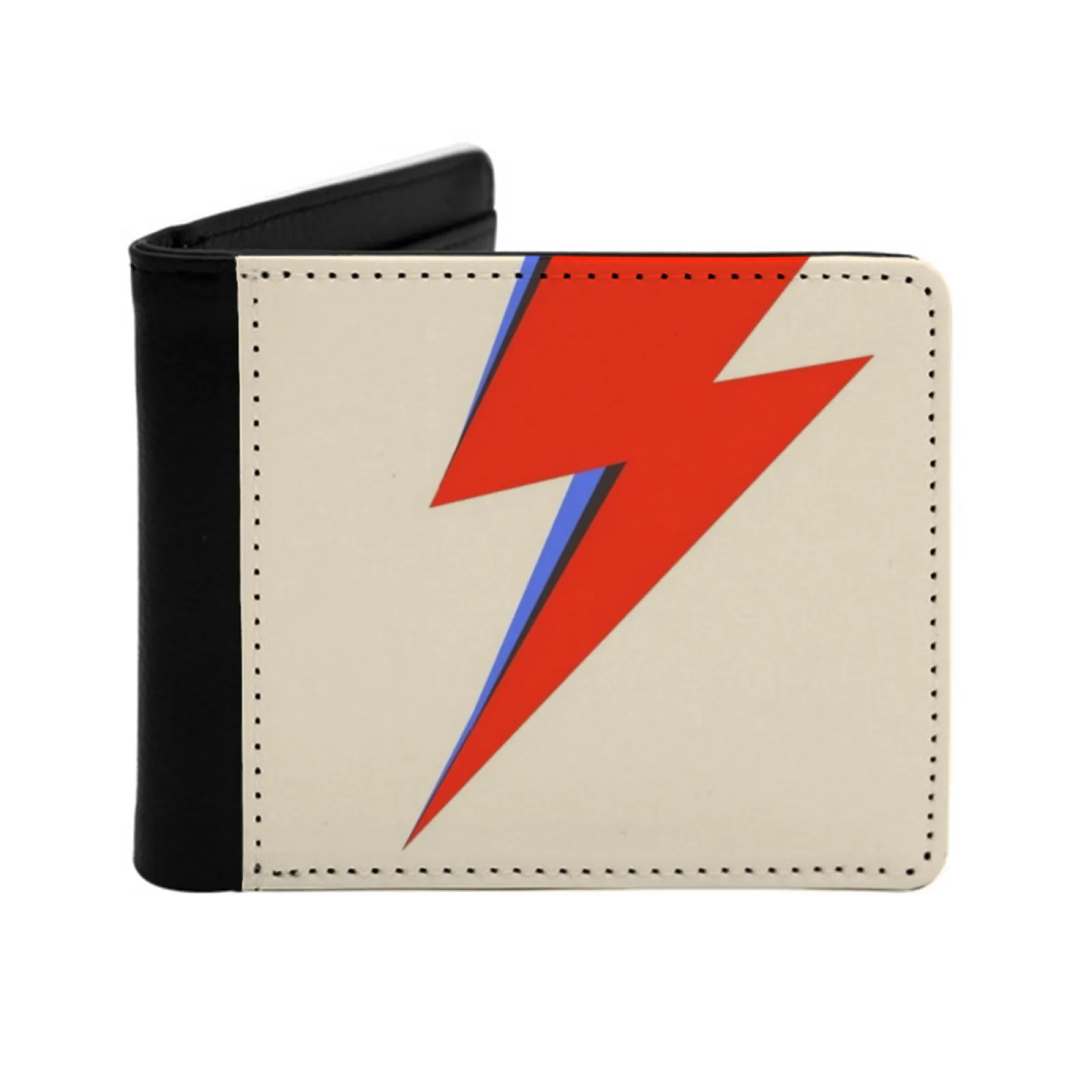 Lightning Bolt Personalized Men's Leather Wallet Credit Card Pouch Purse Lightning Bolt Logo Ziggy Iconic Tribute Old