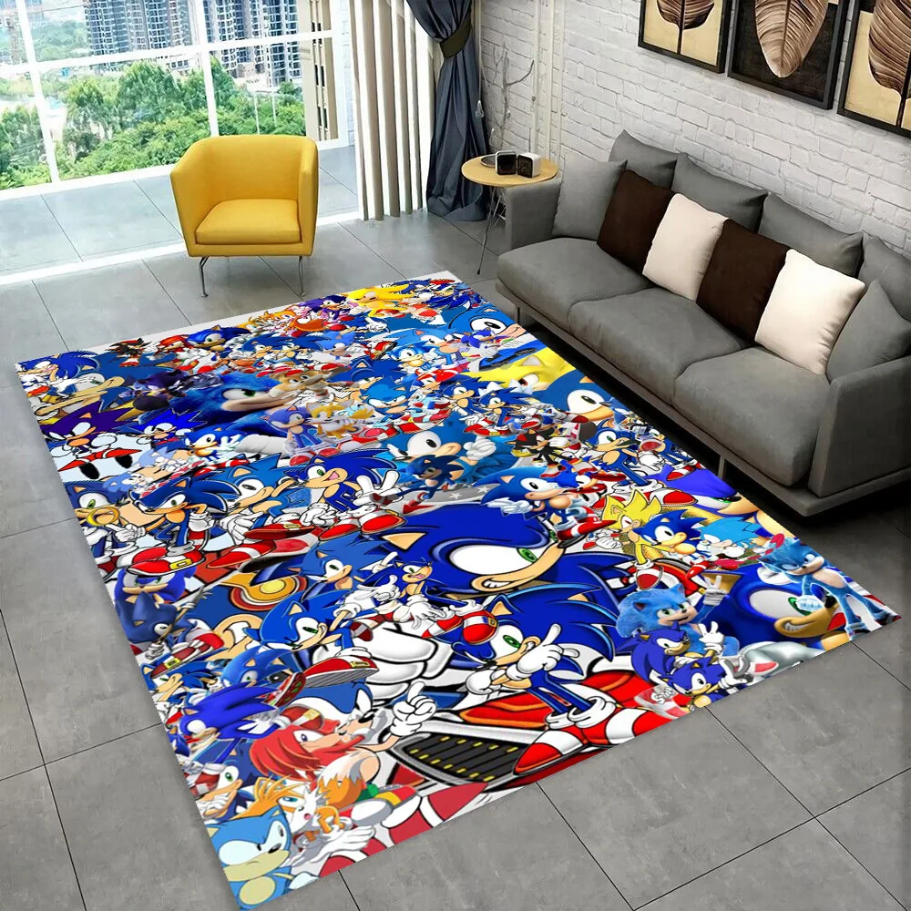 Modischer S-Sonic Cartoon-Spielteppich für Spielzimmer, Schlafzimmer, Wohnzimmer, Sofa, Heimdekoration, Kinder-Spielbereich-Teppich, Rutschfeste Bodenmatte