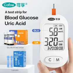 Cofoe Upgrade Blood Glucose Uric Acid Detector Home Measurement Meter Uric Acid Blood Sugar Dual-function Test Paper All-in-one