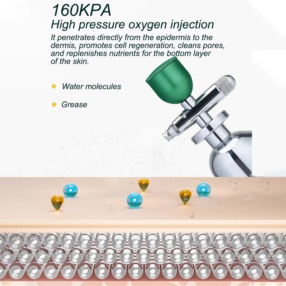 Water Light Oxygen Injection Apparatus Nano Fog Mist Sprayer Air Compressor Kit For Nail Tattoo Art Beauty Decoration Gun Tool