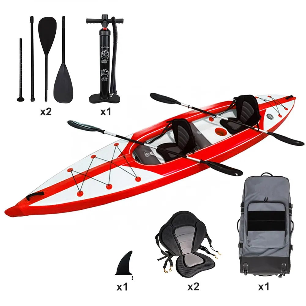 2026  2 Person Drop Stitch Inflatable Fishing Kayak Factory Directly   PVC Tarpaulin Kayak 2 Person Sit in Long Ocean 180kg