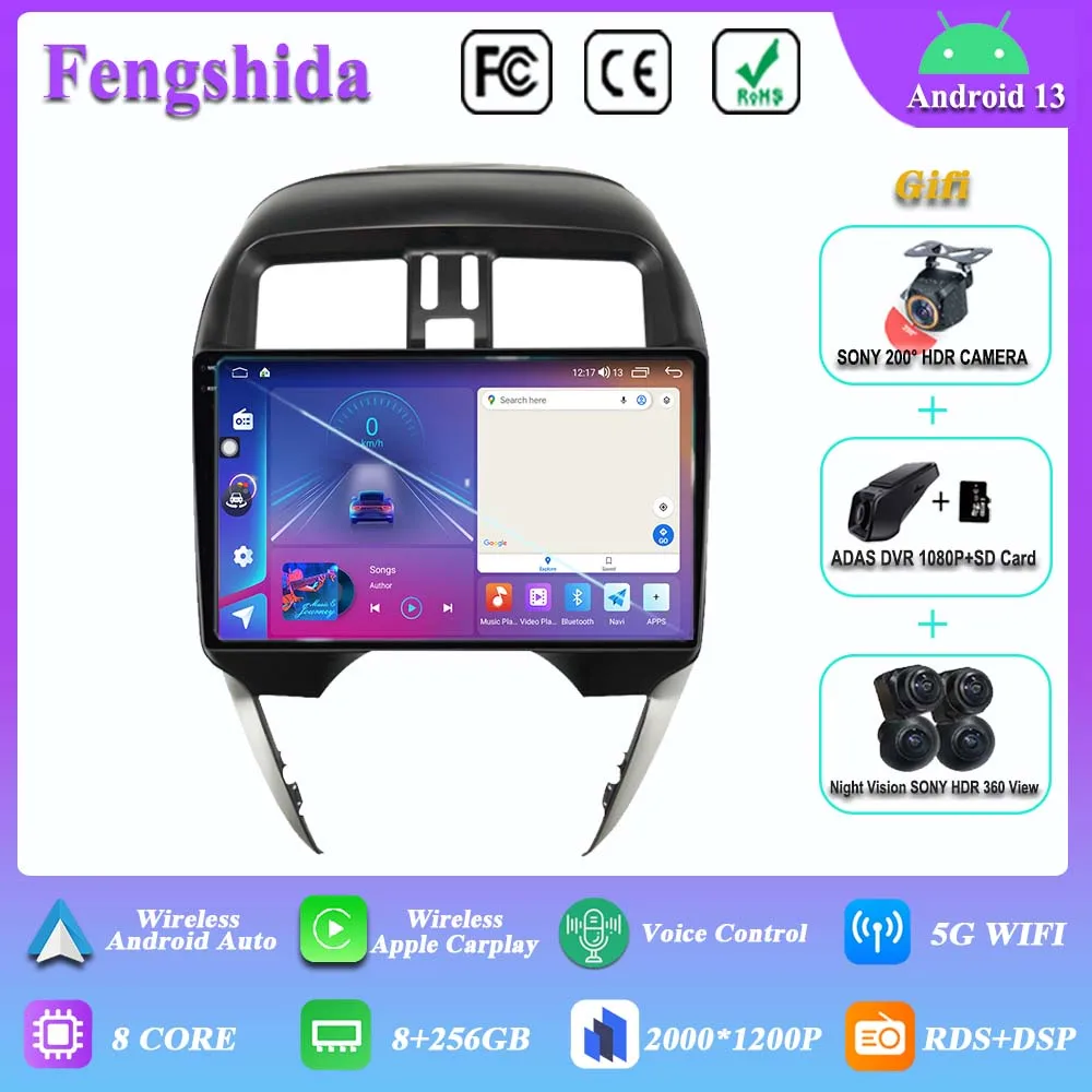 

Android 13 Car Radio DVD Stereo Head Unit Multimedia Player For Nissan Sunny LHD 2014-2019 GPS Navigation 7862 CPU Carplay WIFI