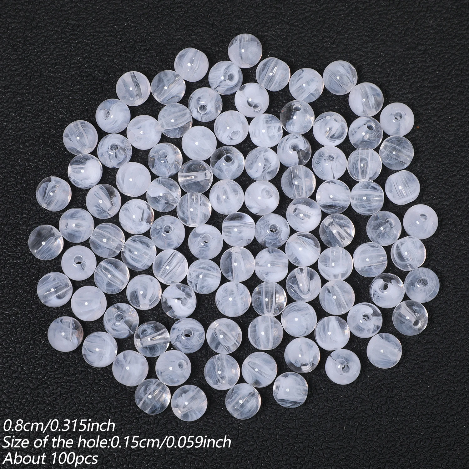 100 Stück 8mm Runde Acrylperlen Mehrfarbige Lose Abstandsperlen für DIY Ohrringe, Armbänder, Halsketten und Schmuckherstellung Zubehör – Detail 11