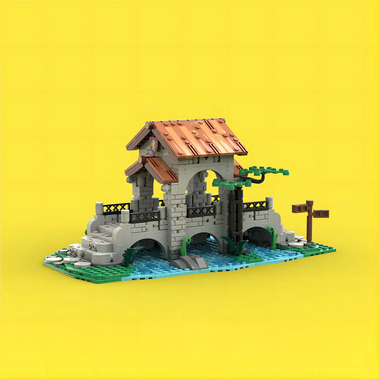 

Fast delivery MOC-161587 Lion Knights Bridge small particle building blocks assembly toy medieval building model set