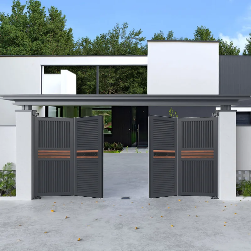 Intelligence system Garden gate Aluminum alloy outdoor yard Electric villa fence Aluminum art folding gate