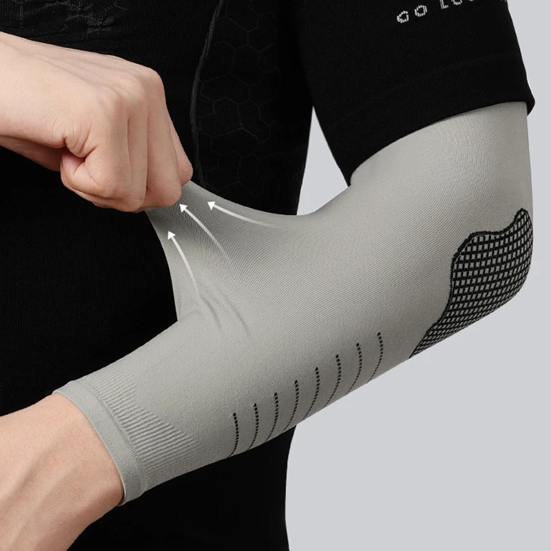 Unisex Cycling Arm Sleeves Summer Sunscreen Ice Silk Seamless Oversleeve Quick Drying Sport Arm Sleeve for Biking Hiking Camping