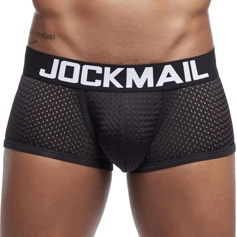 JOCKMAIL-bóxer de malla de hielo ultrafino para hombre, ropa interior de cintura baja, color sólido, informal, sin costuras, para el hogar, Verano