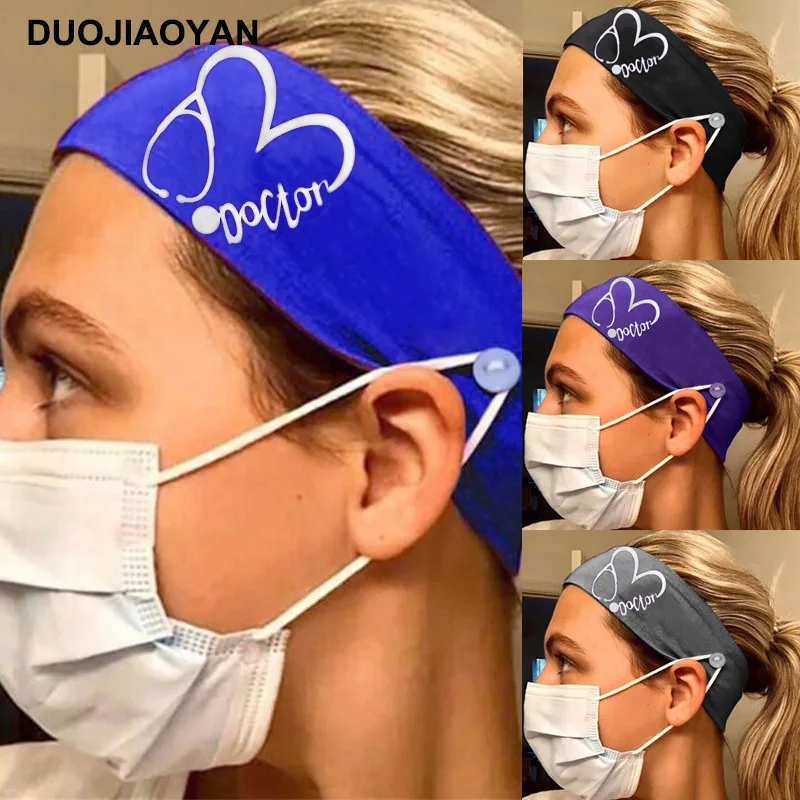 Cross-Border New Arrival Milk Silk Nurse Stethoscope Wide Brim Hair Band Anti-Strangulation Women'S Mask Button Headband