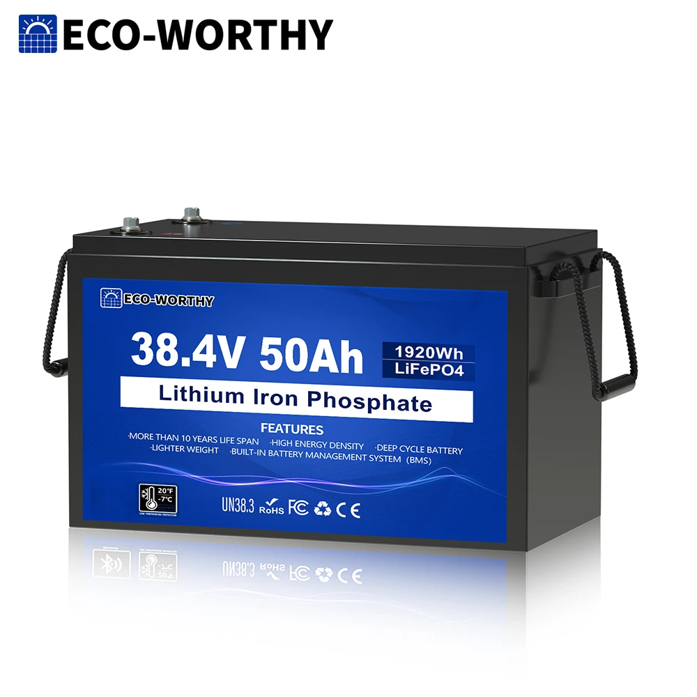 ECO-WORTHY 36V 50Ah Lithium Golf Cart Bluetooth Battery Smart Monitor Trolling Motor, RV