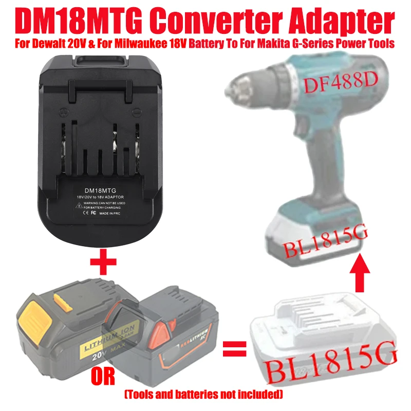 ALASICKA DM18MTG BS18MTG Battery Adapter for Dewalt/Milwaukee/Bosch 18V 20V Li-ion Batteries To for Makita G-Series Power Tools