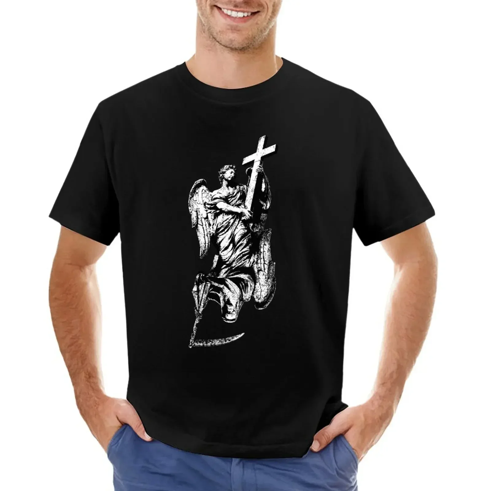 As Above So Below Grim Reaper Angel Death Cross Scythe T-Shirt for a boy vintage clothes street wear men t shirts