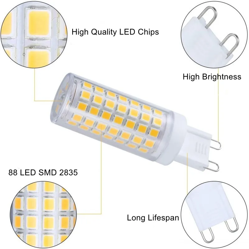 G9 żarówka led 5W 7W 9W 12W 220V G9 lampa led SMD2835 G9 LED światło kukurydziane wymień 30W 40W 50W 70W 80W światło halogenowe