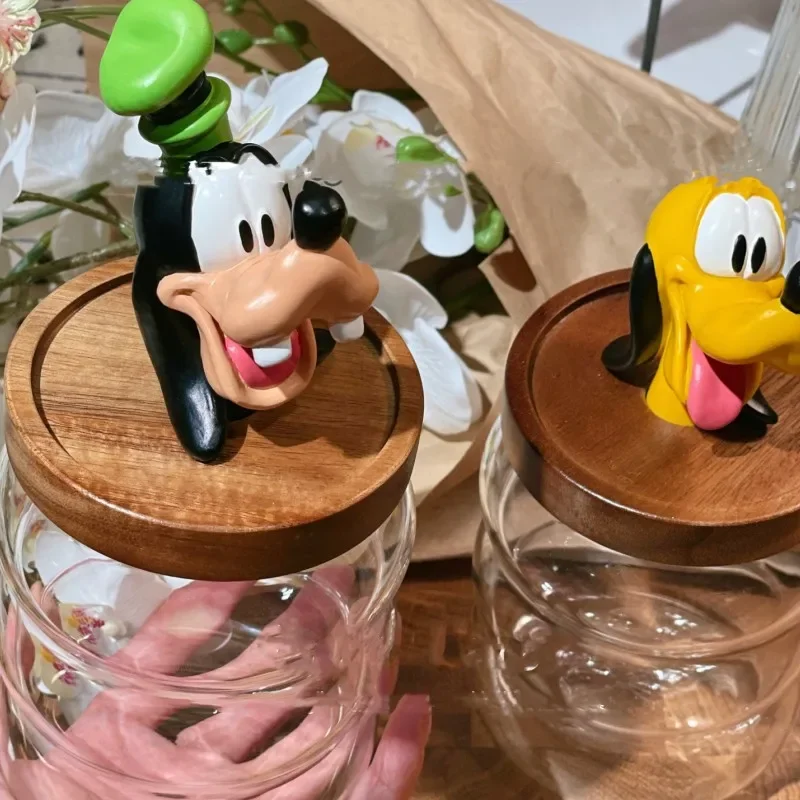 Disney Mickey Minnie Goofy Pluto Glass Jar Food Cartoon Storage Box Creative Glass Kitchen Supplies Living Goods Storage Gift