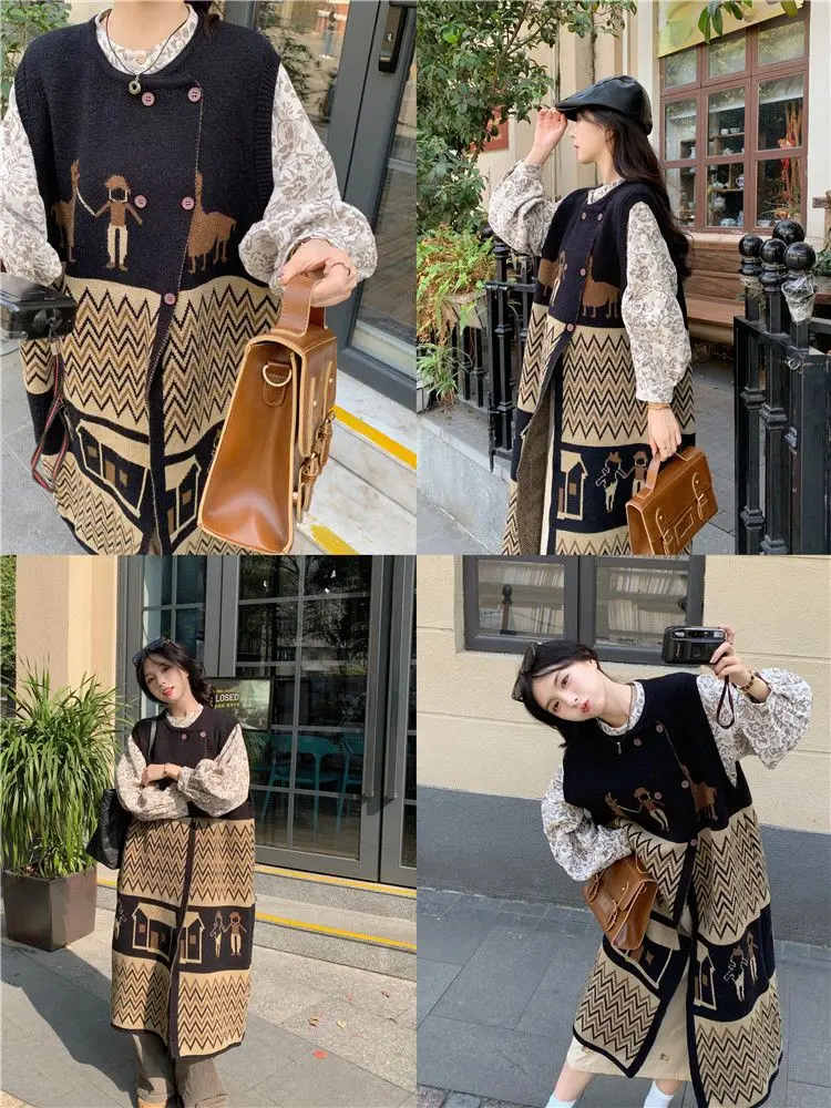 Knitted Sleeveless Dresses For Woman Party Wedding Womens Winter Brushing Turtlneck Skew Chunky Material Lady Half-Collar Casual