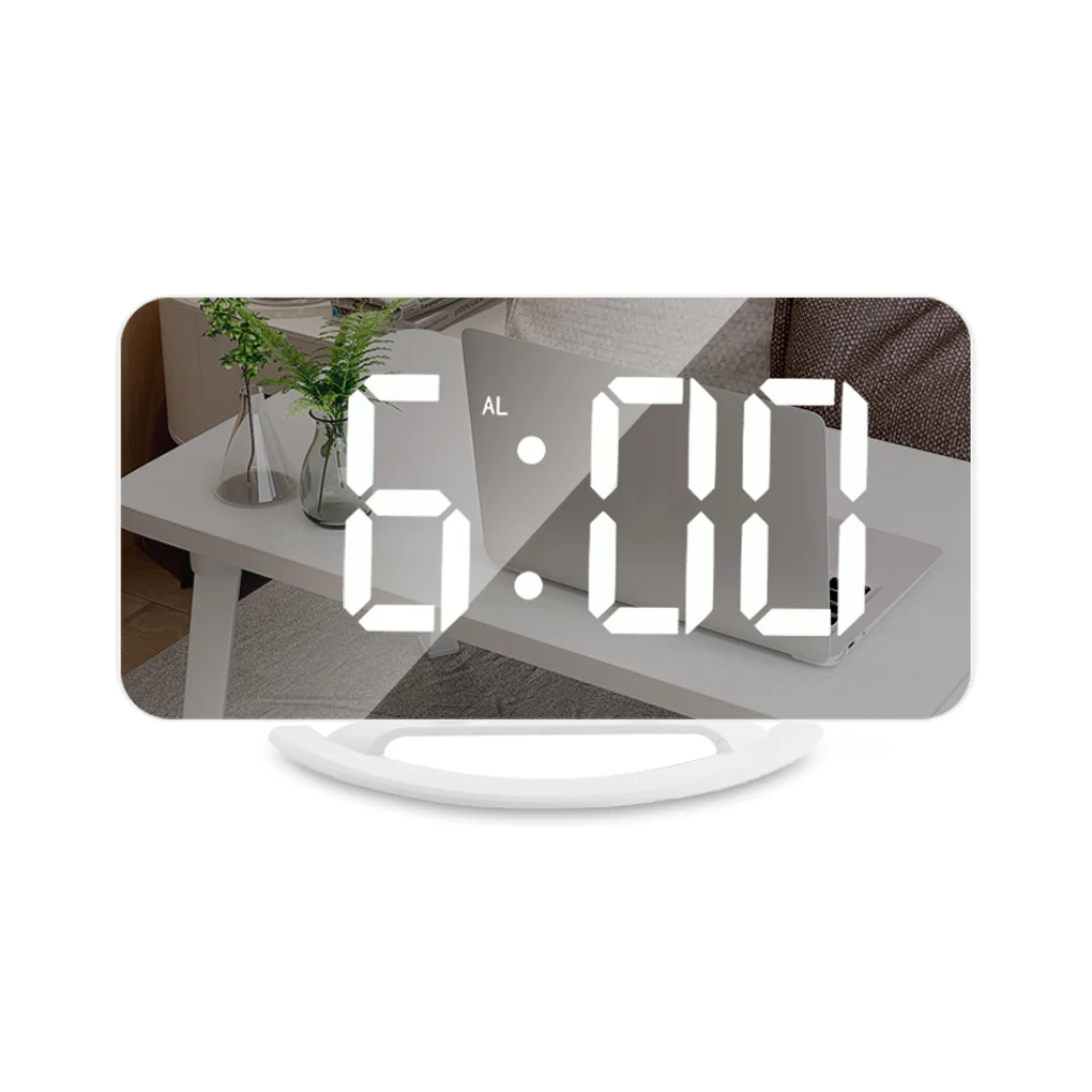 Small Projector Adjustable Digital Clock Electronic Night-lights Makeup Mirror Home Decor for Bedroom Living Room