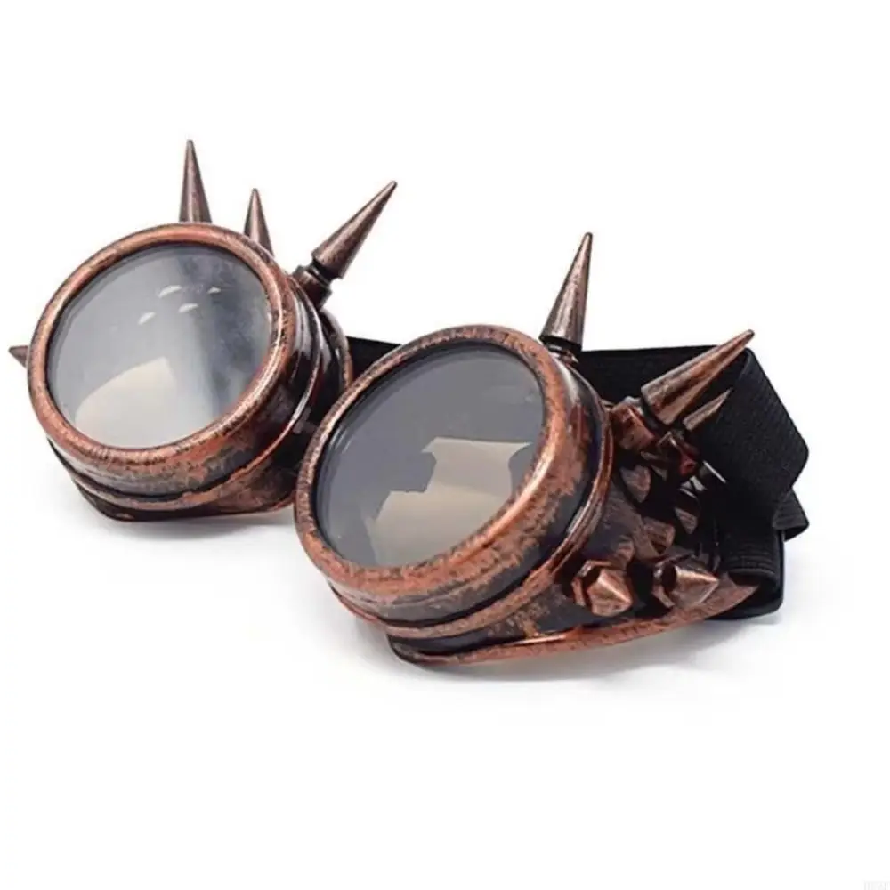 Tinted Round Lenses Steampunk Goggles Decorative Spikes Adjustable Elastic Strap Vintage Goggles Vintage Style Costume Eyewear