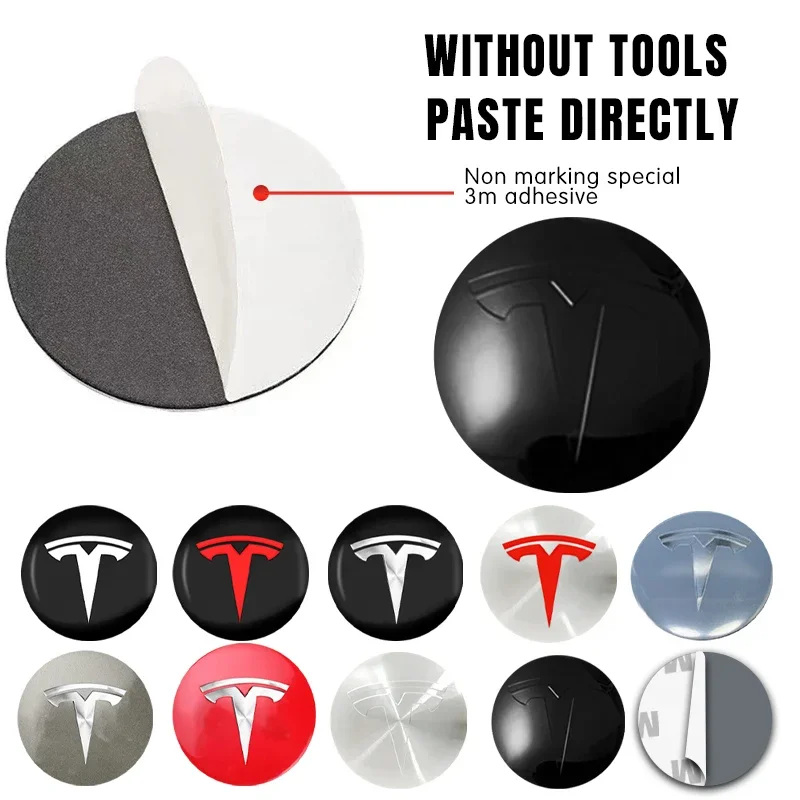 4 peças de Adesivos de Alta Qualidade com Logotipo para Calota Central Tesla de 56mm, para Tesla Model 3 Y S X, Adesivo Personalizado para Carro, Acessórios Automotivos