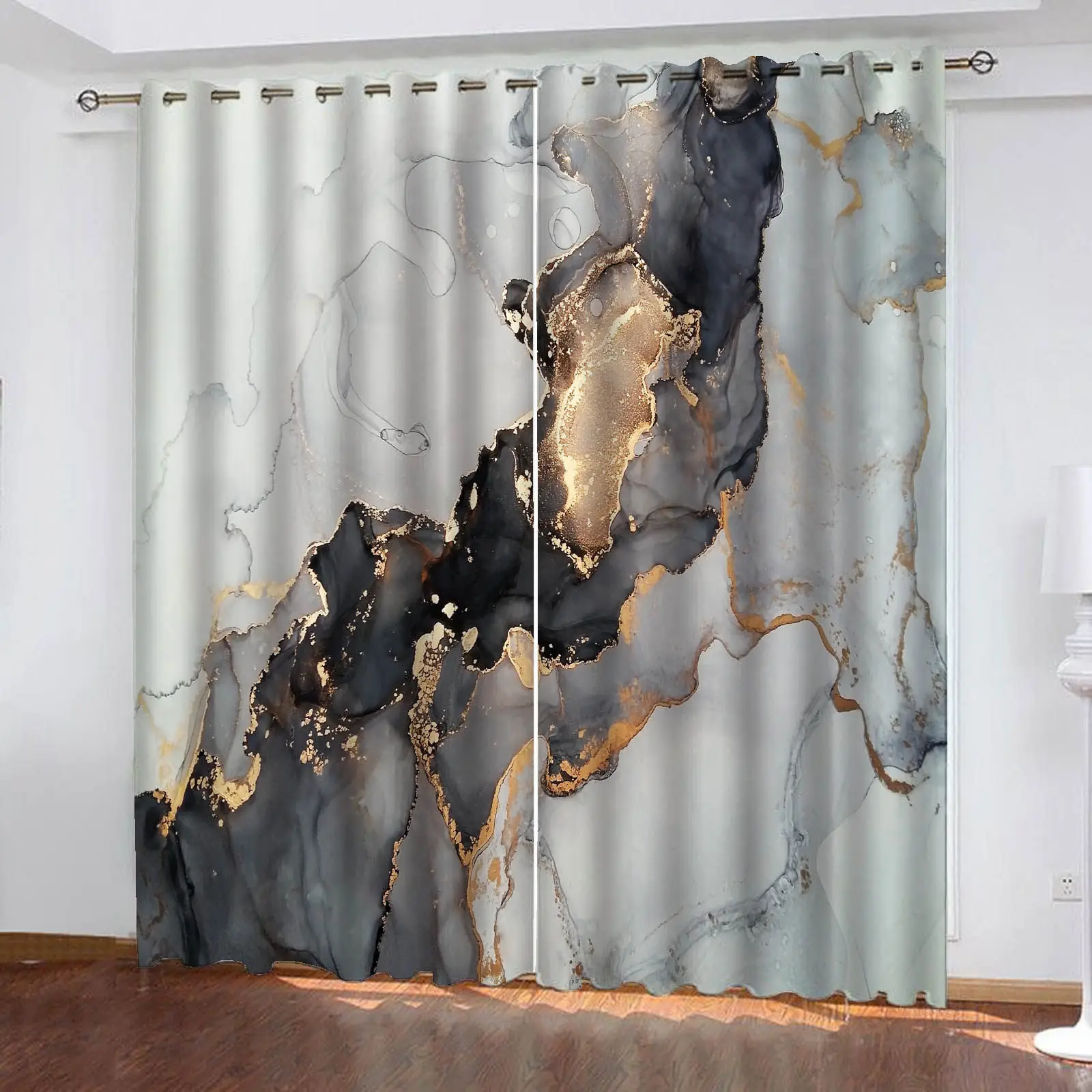 

Шторы с мраморным узором для спальни и гостиной, затемняющие, с отверстиями для окон, в стиле перегородки, для домашнего декора