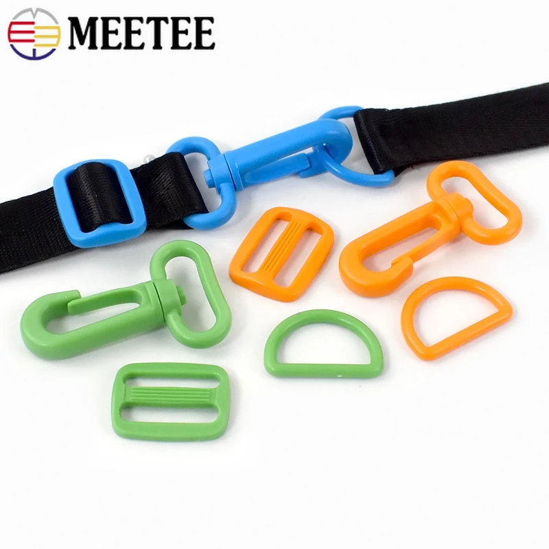 5Sets 20/25mm Meetee Plastic Buckle Lobster Clasp D Ring Tri-Glide Slider for Bag Strap Adjuster Hook Buckles DIY Accessories