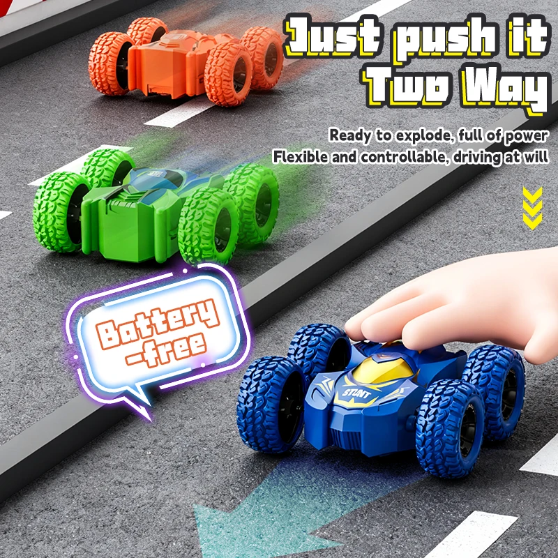 سيارة تراجع بالقصور الذاتي على الوجهين للأطفال، سيارة حيلة من الاصطدام والهبوط، هدية عيد الميلاد للأطفال