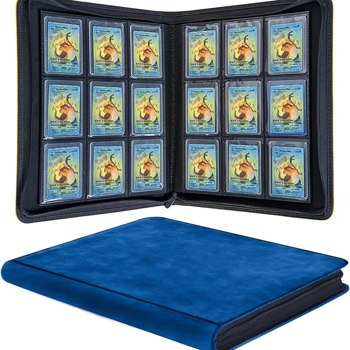 PU Suede 288 Hold TCG Card Binder 9 Pocket Zippered Waterproof for Pokemon YuGiOh Magic Cards Anime Game Card Collection Album