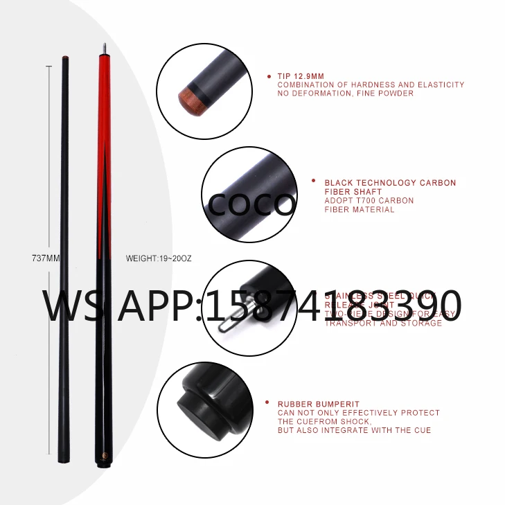 Uni-Loc Quick Release Snooker Cue, Durable Carbon Fiber Cue with 12.9mm Premium Tip for Game Play