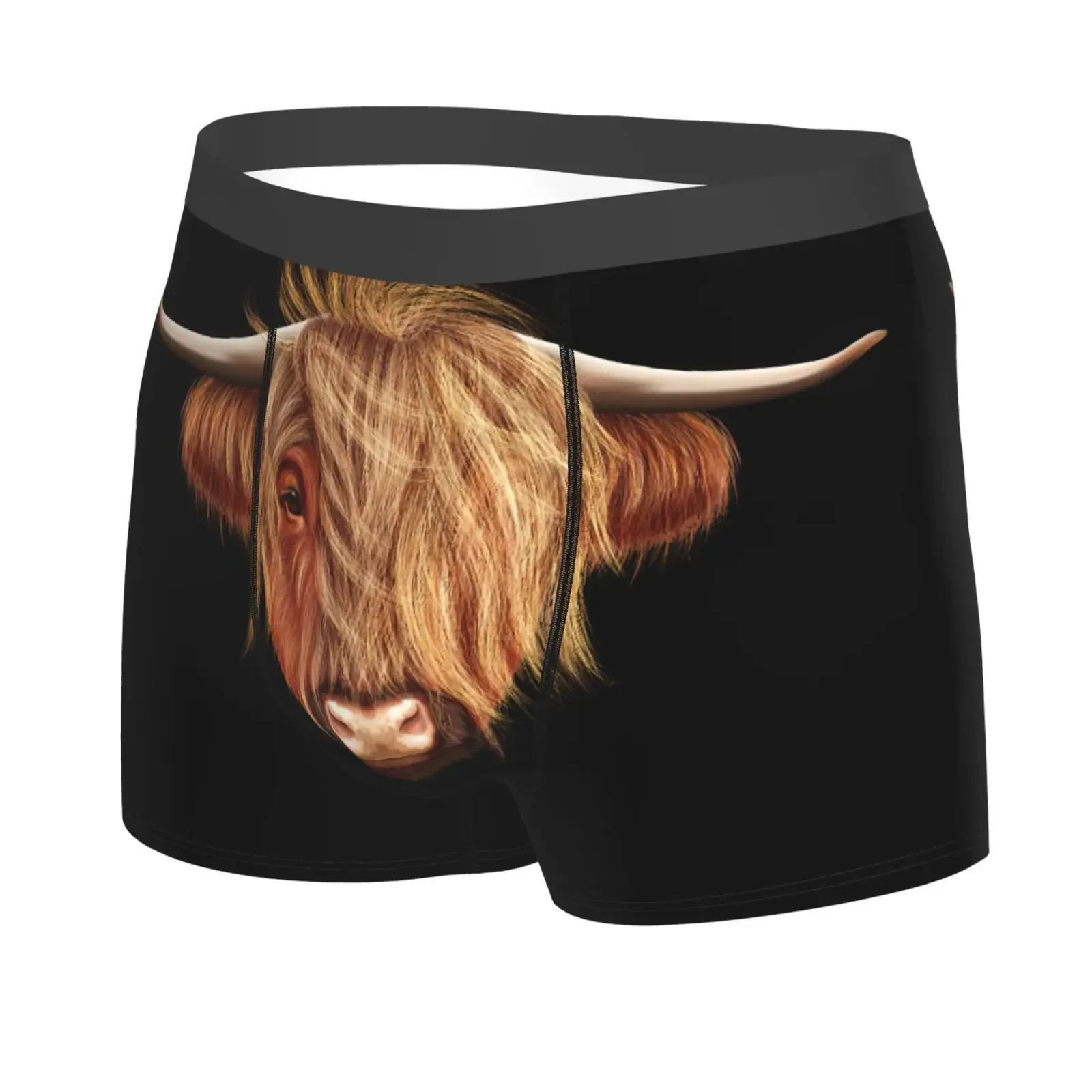 Scottish Highland Brown Cow Print Men Underwear Boxers Men Novelty Underpant Breathable Printed Male Underpants Man Boxer Briefs