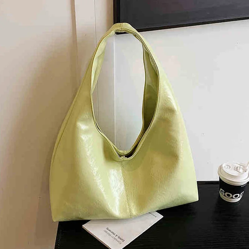 

Fashion Large Capacity Single Shoulder Underarm Bag Women Korean Versatile Simple Handbag Casual Retro Soft PU Tote Bag