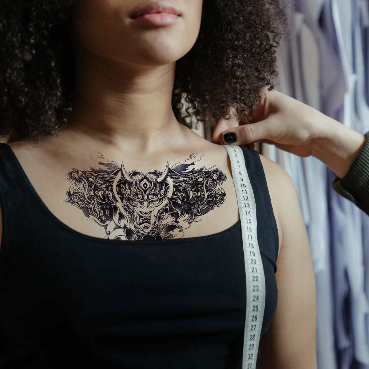 2-pecas-de-adesivos-de-tatuagem-temporaria-a-prova-d'Agua-para-halloween-arte-corporal-pescoco-peito-design-de-terror-cobre-cicatrizes-ecologico