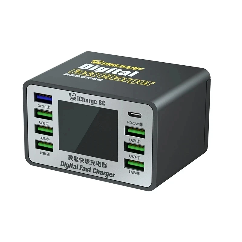 メカニック-USB8a/8c8ポートスマートデジタルディスプレイ,急速充電器,qc3.0/pdプロトコル,iPhone,iPad,ステーション用
