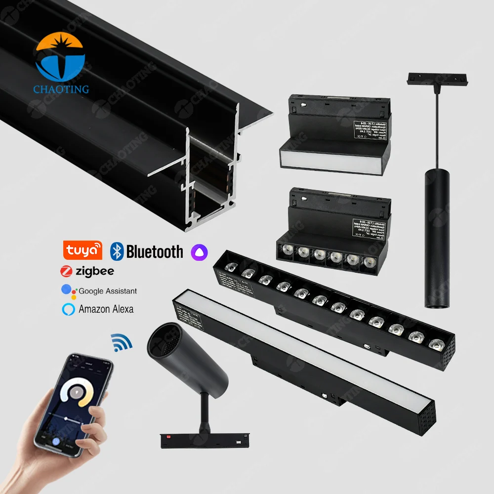 Hot Sale Adjustable Magnetic Linear Spot Grille Light Dc48V Recessed Magnetic Linear Track Rail Light For Commercial Lighting