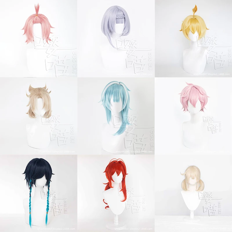 لعبة جينشين تأثير شعر مستعار إيولا بيروكات صناعية تأثيري ازياء أنيمي ديونا تاليا ميكا نويل ألبيدو ديلوك فينتي كلي تأثيري الباروكات