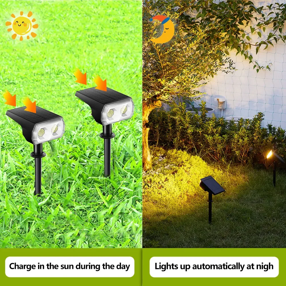 1/2/4pcs 48 LED Solar Spot Lights Solar Landscape RGB Lights 7 Lighting Modes IP65 Waterproof For Pool Garden Yard Tree Driveway