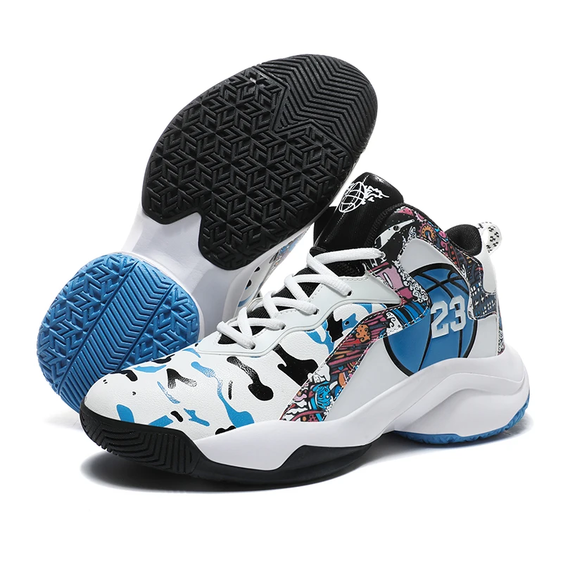 Basketball Shoes Men Kids High-Top Leather Sneakers Outdoor Sports Shoes Gym Training Anti-skid