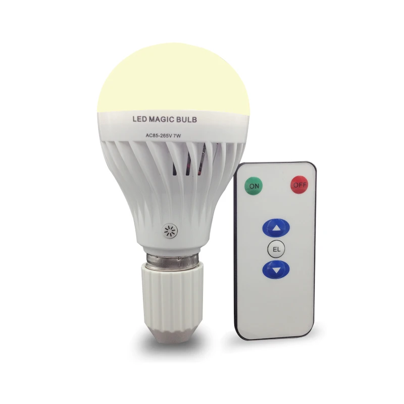 

7W Rechargeable Emergency Light Bulb Smart Remote Dimming LED E27 220V Magic Bulb Power Failure automatically Lights Up