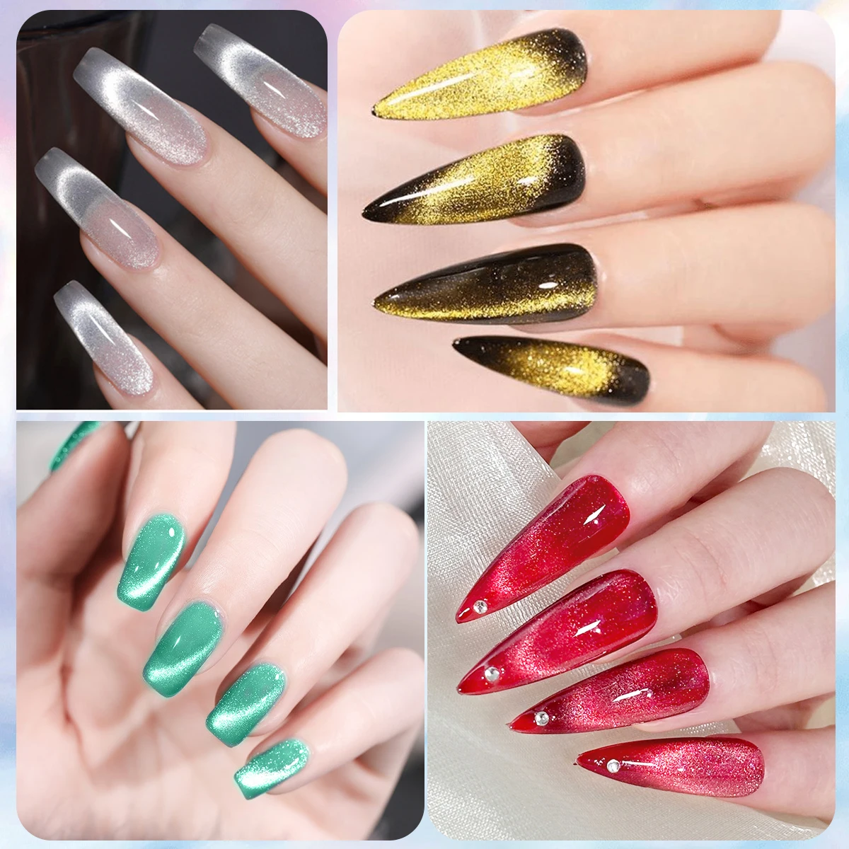 10 عبوات من طلاء الأظافر المغناطيسي على شكل عين القطة، 0.24 أونصة. - مضاد للحساسية، لون طويل الأمد، تركيبة خالية من الكحول، مناسبة للأظافر و #2