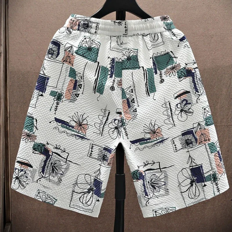 Широкий шнурок с карманами, пляжные мужские короткие брюки, свободные мешковатые шорты в корейском стиле, тонкие шорты Y2k для мужчин