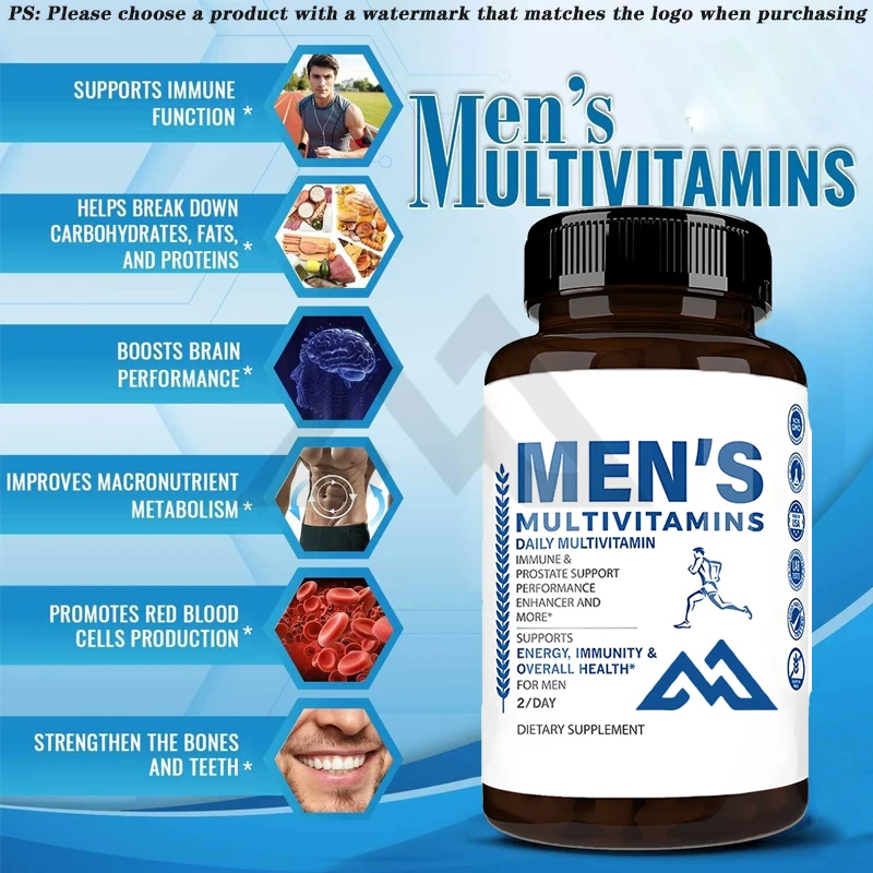 Men's multivitamin -  energy and overall health, biotin, magnesium, zinc, and antioxidants promote immune health, 60 capsules