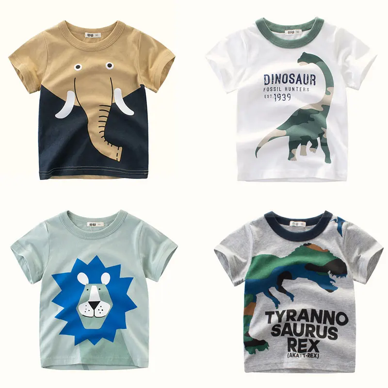 New Summer Children 3D Cartoon T-shirt for Boy Animal Printing Dinosaur Shark Boys T Shirt Girls Tops Tees Cartoon Kids Clothes