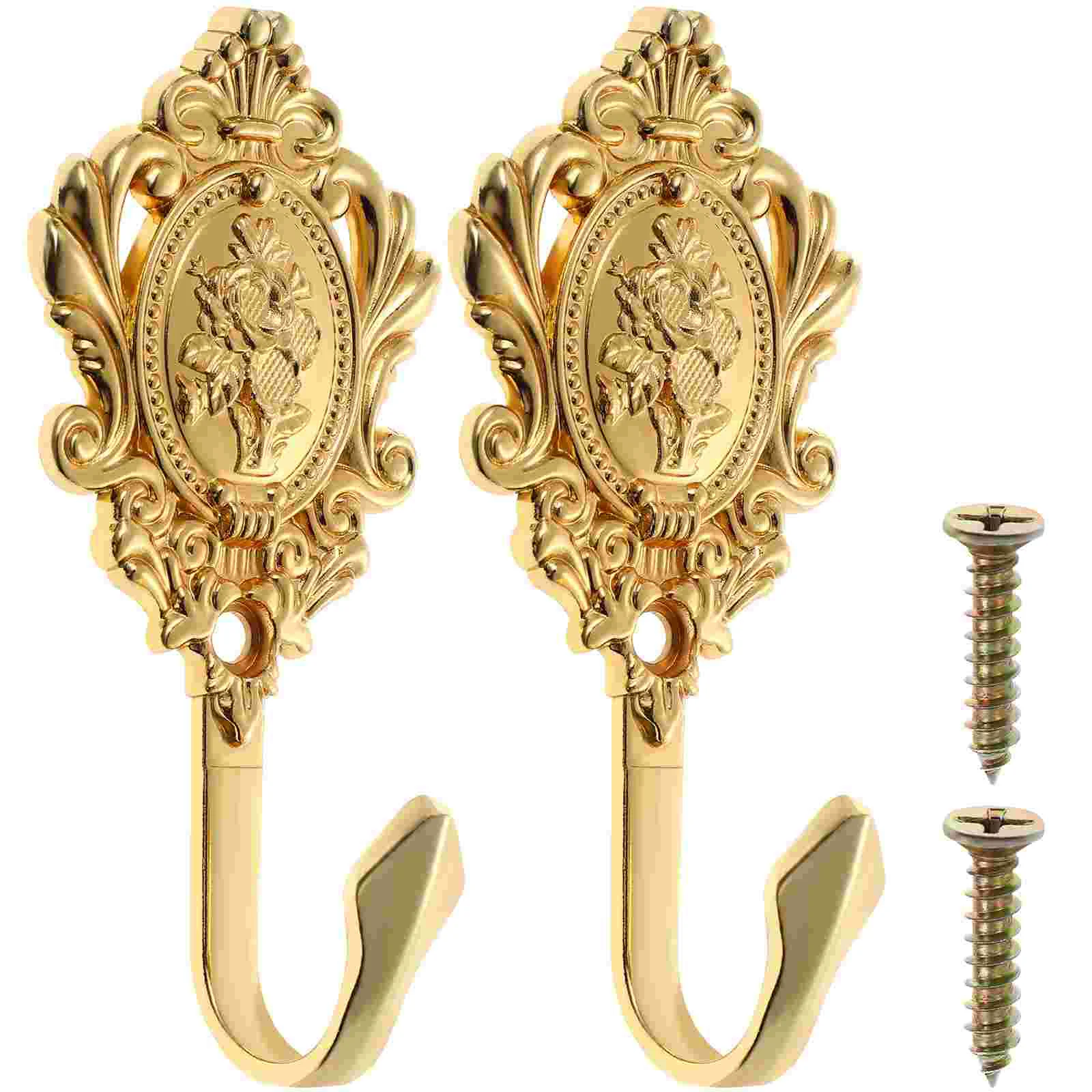 

2 Pcs Curtain Hooks Vintage Tieback Brass Drapery Side Holders Tiebacks Alloy Wall Decorations