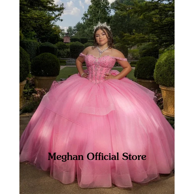 Conte de fées Quinceanera robes grand nœud Appliques hors de l'épaule diamant Robe Princesse Bleu Femm personnalisé