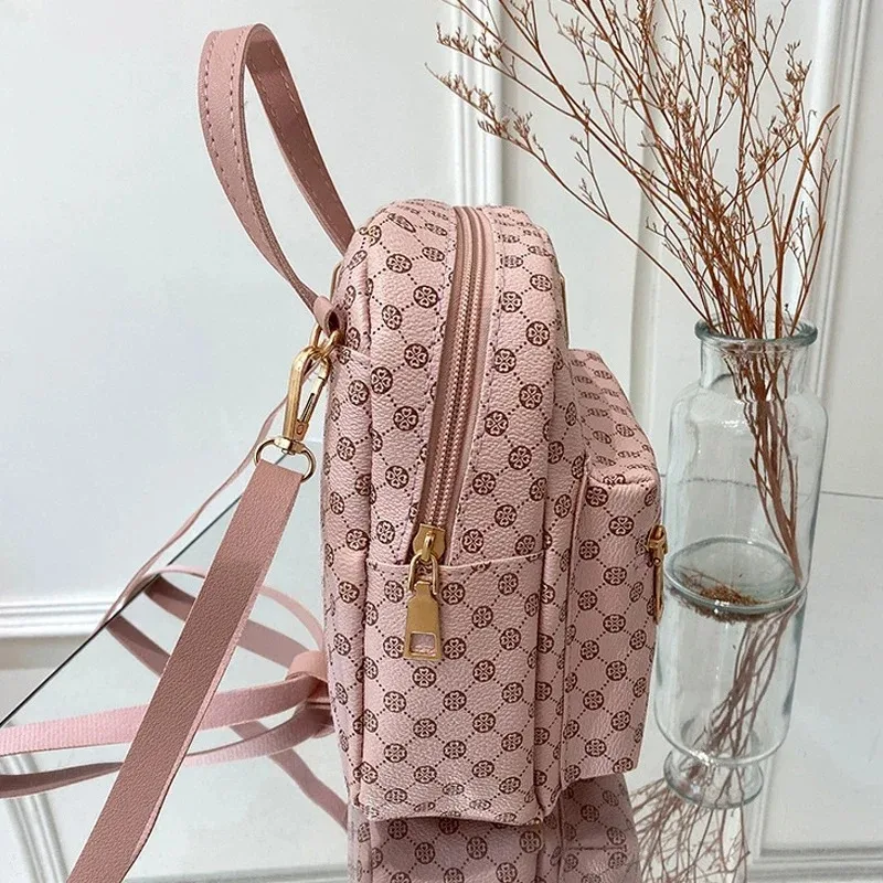 Shoulder backpack Ladies\' Fashion bag Pink spots Female Daily Shopping