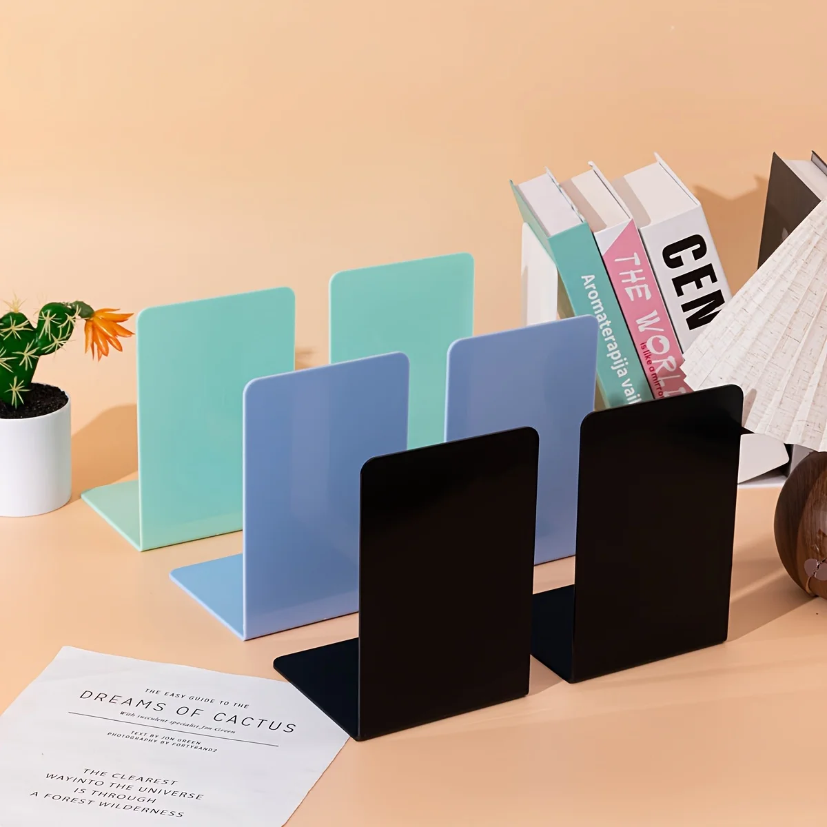 8pcs L-Shaped Bookends - Durable PP Material, Office & Student Desk Organizer, Easy File Divider Stand