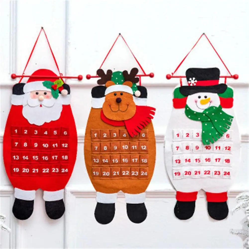 

Creative Countdown Calendar Felt Digital Calendar Pendant DIY Christmas Tree Ornaments Santa Claus White Snowman Elk Christmas