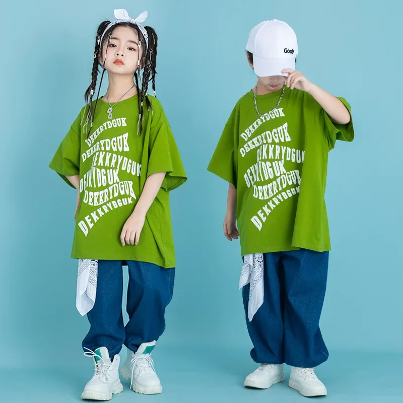 

Children's Performance Clothing for Children's Day: Loose fitting Boys' Hip Hop Street Dance Trendy Clothing for Children's Clot