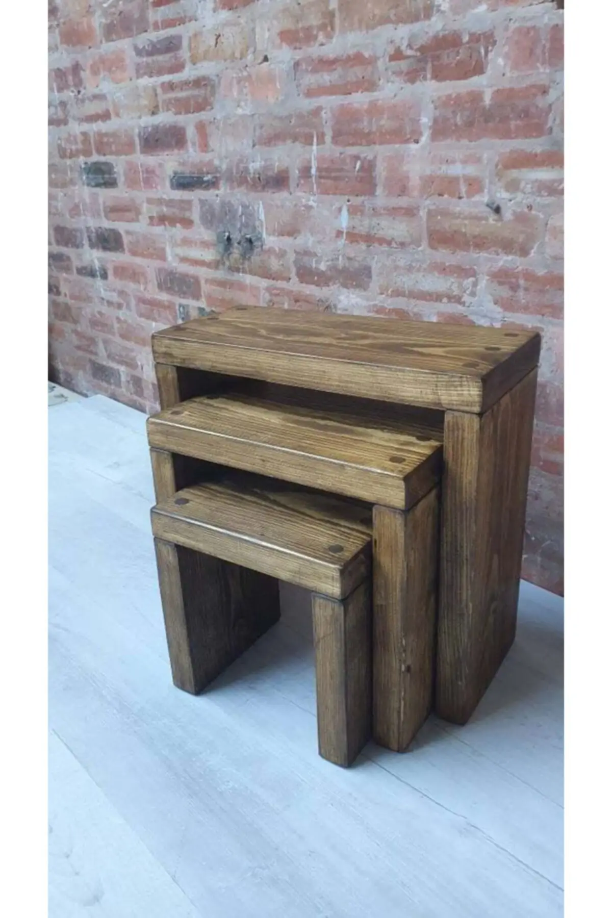 Side Coffee Table Rustic Handmade Solid Pine Tree