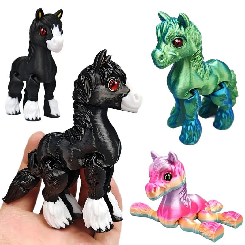 Mehrgelenkige bewegliche 3D gedruckte Pferd Spielzeug Tiere Mini süße Relief sensorische Spielzeug lustige Wohnaccessoires Kinder Geschenk Desktop Ornament