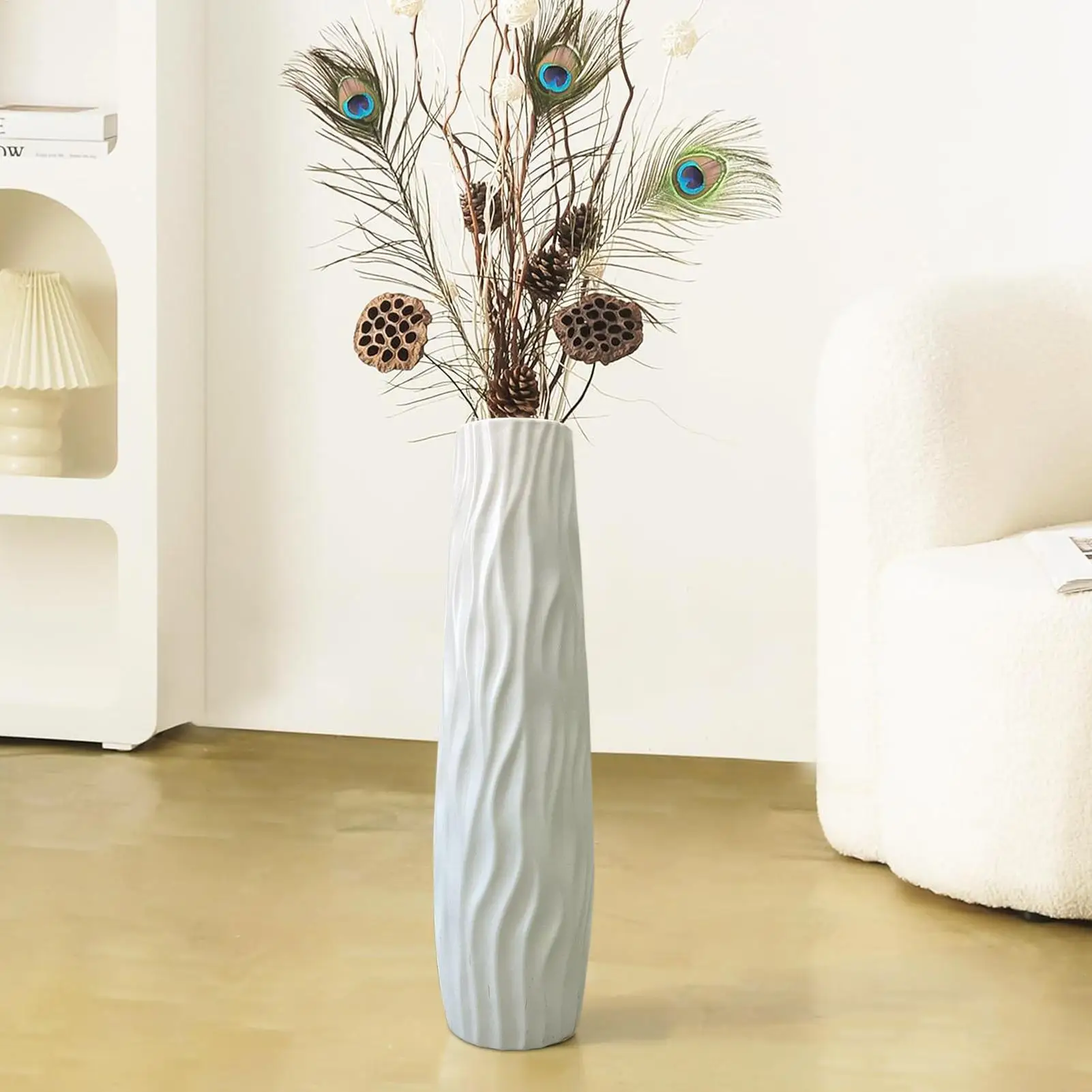 

Floor Vase 3D Relief Floor Centerpiece Standing Hydroponic Vase for Home Living Room Kitchen Bedroom Dining Entryway Wedding