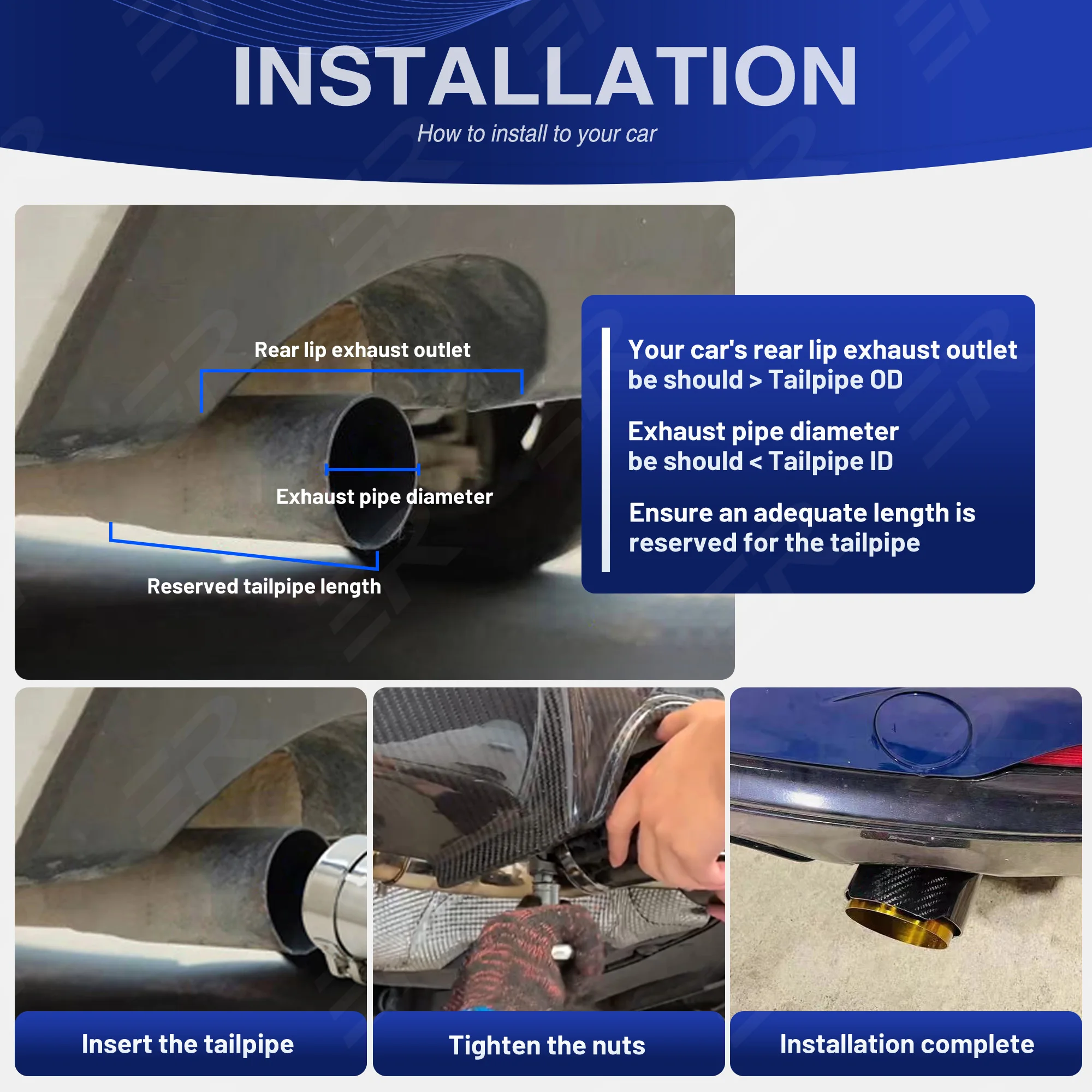 1 قطعة ER الذهب المقاوم للصدأ + ألياف الكربون الحقيقية العادم نصائح الخمار الأنابيب الديكور اكسسوارات السيارات لتعديل الأنابيب نهاية السيارات العالمية