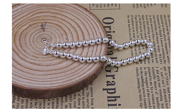 925 Sterling Silver Bracelet 5MM Beads Bracelet For Women Fashion Simple Engagement Wedding Charm Jewelry